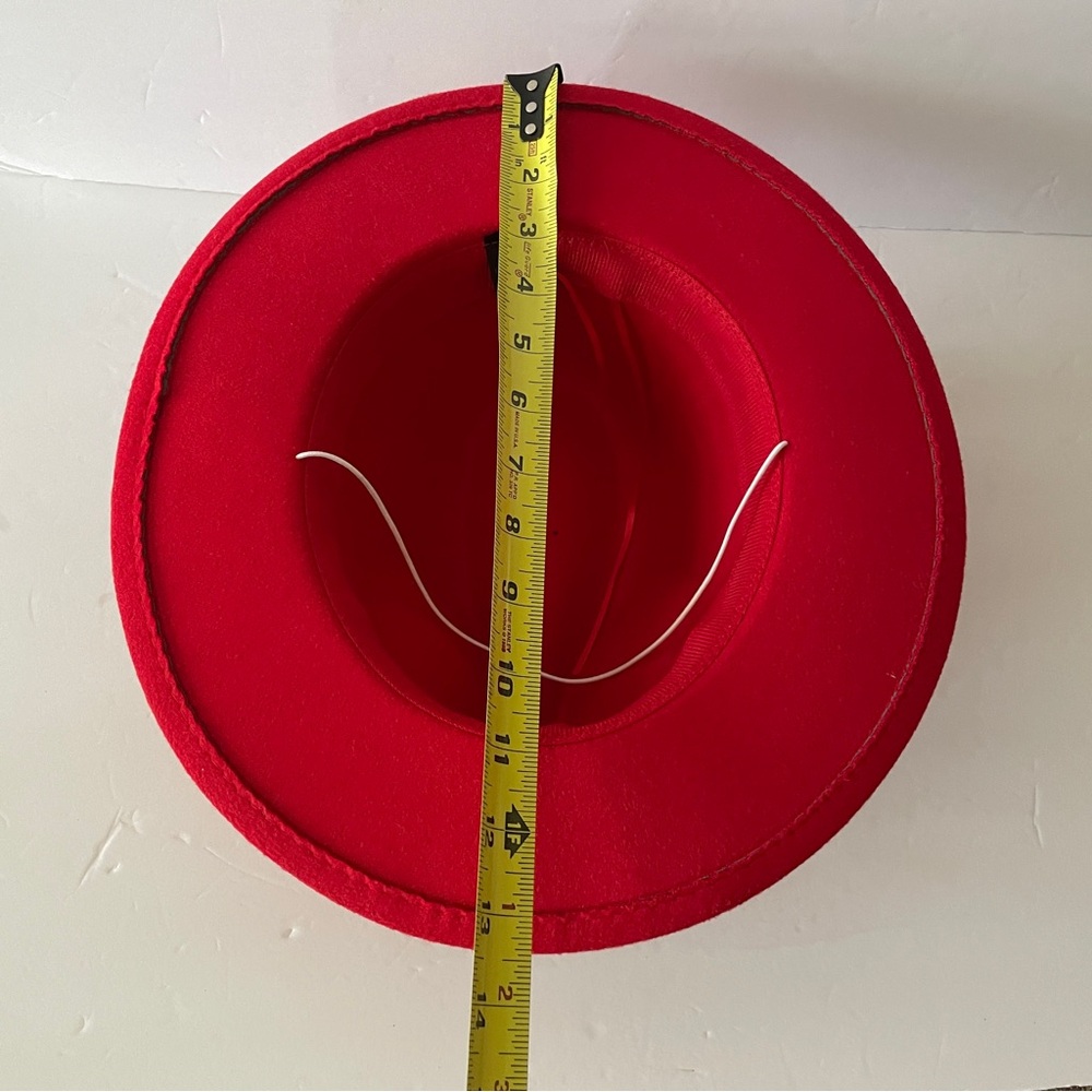 Elegant Red Women's Fedora Hat - Picture 6 of 8